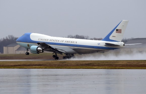 Air force One, with President Barack Obama aboard, takes off from Andrews Air Force Base, Md. on Dec. 6, 2016. President-elect Donald Trump wants the government's contract for a new Air Force One canceled. (AP Photo/Susan Walsh)