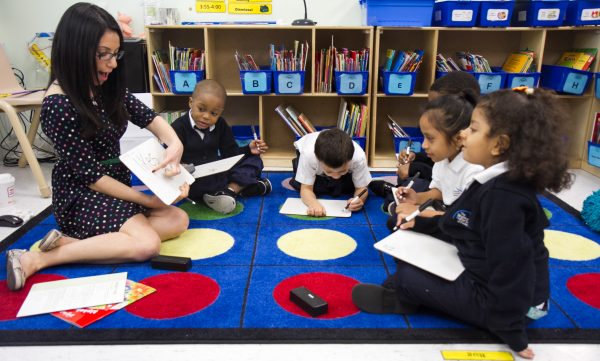 Children play at a charter school