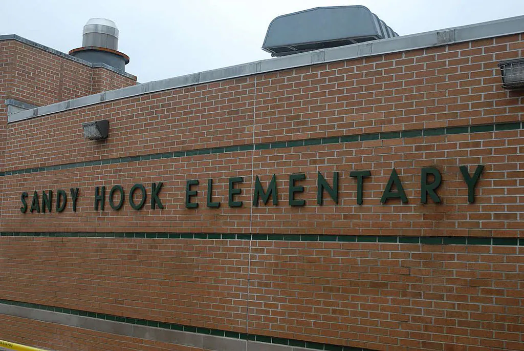 The exterior of the Sandy Hook Elementary School following the Dec. 14, 2012 shooting rampage, taken on an unspecified date in Newtown, Connecticut. (Photo by Connecticut State Police via Getty Images)