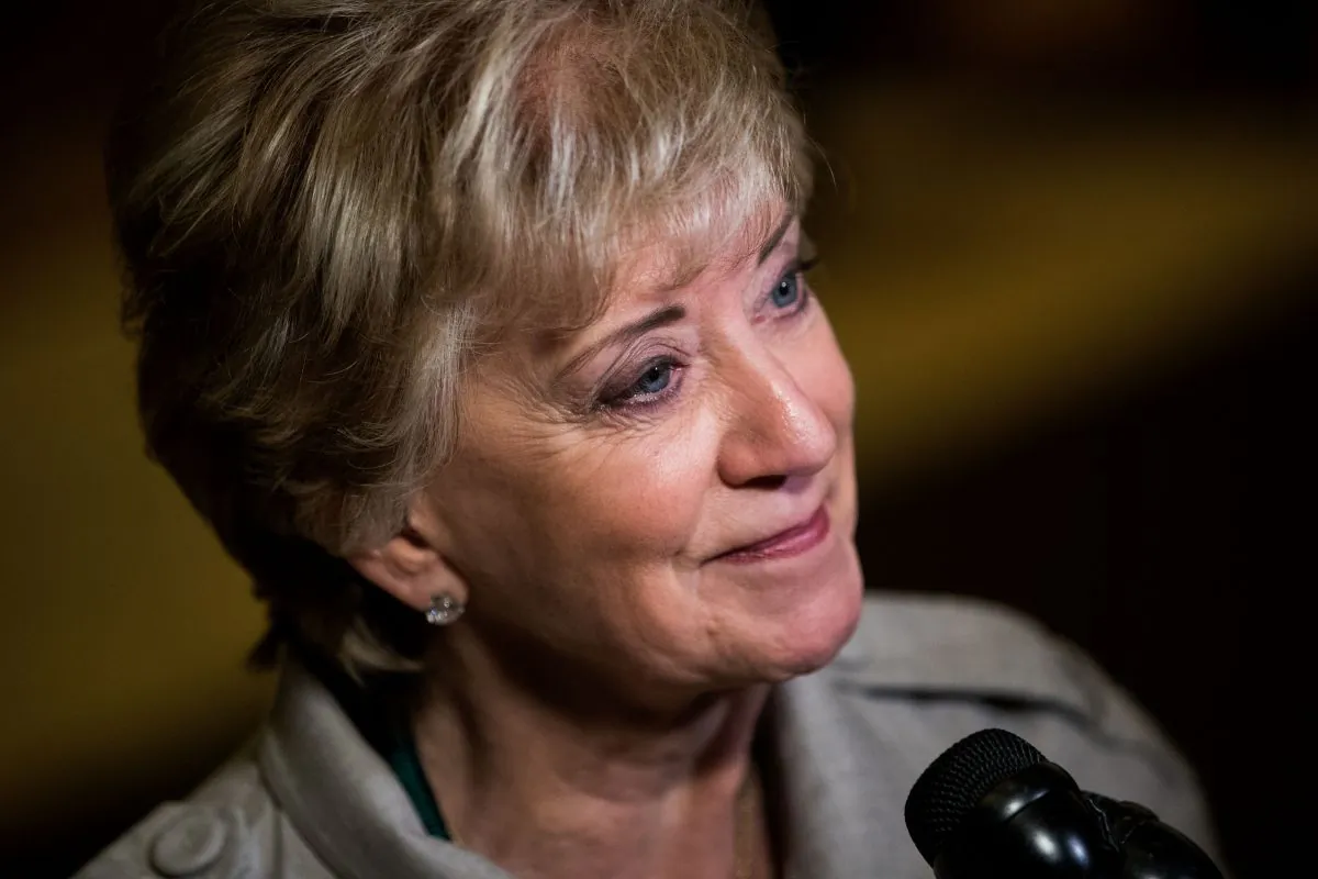 Linda McMahon, former CEO of World Wrestling Entertainment (WWE), speaks to reporters at Trump Tower 2016 in New York City on Nov. 30. President-elect Donald Trump has picked McMahon for the position of. (Drew Angerer/Getty Images)