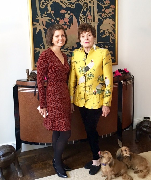Sibylle Eschapasse and Jackie Rogers at the exclusive showing of Jackie Rogers's Spring 2016 Collection in New York on Oct. 25, 2015. (Victor Hugo/PatrickMcMullan.com)