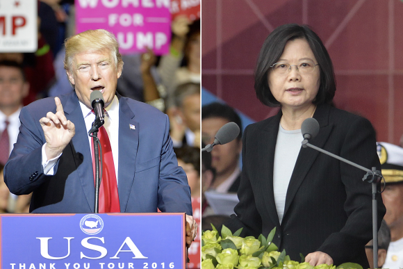 President-elect Donald Trump in Fayetteville, N.C., on Dec. 6. Taiwan President Tsai Ing-wen in Taipei, Taiwan, on Oct. 10. (Sara D. Davis/Getty Images & AP Photo/Chiang Ying-ying).