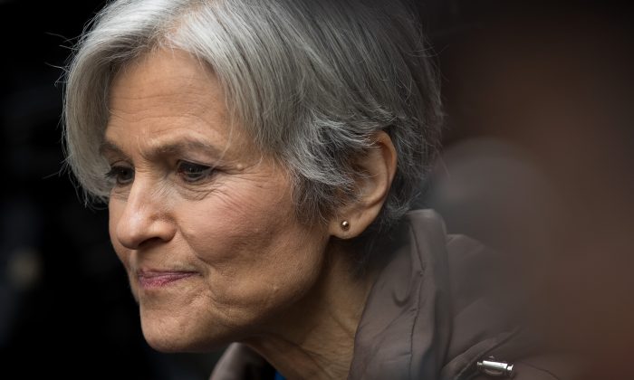 Green Party presidential candidate Jill Stein speaks at a news conference on Fifth Avenue across the street from Trump Tower in New York City on Dec. 5, 2016. Stein, who has launched recount efforts in Michigan and Wisconsin, spoke about demanding a statewide recount on constitutional grounds in Pennsylvania.  (Drew Angerer/Getty Images)