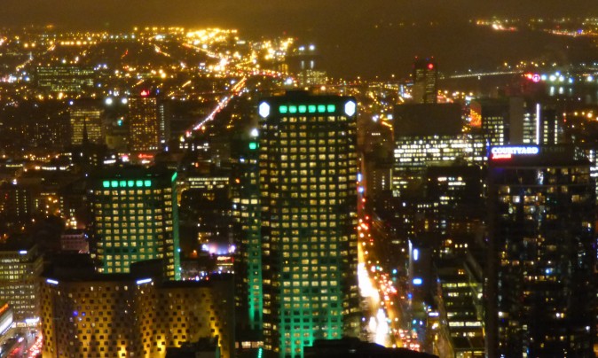 Montreal City Night view from the Observation Deck on the 46th floor. (Barbara Angelakis)