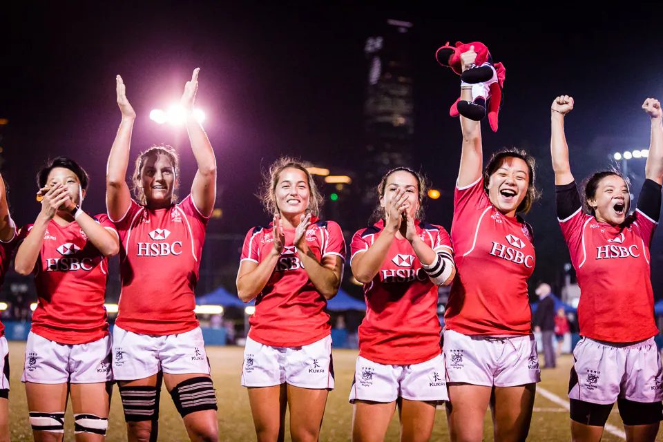 Hong Kong players thank the crowd after their 45-7 win over Fiji in their World Cup qualifier match at King’s Park on Friday Dec 9, 2016. (Dan Marchant)