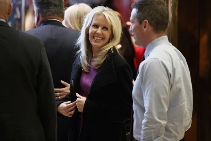 Monica Crowley smiles as she exits the elevator in the lobby of Trump Tower in New York, on Dec. 15, 2016. (Evan Vucci/AP Photo)