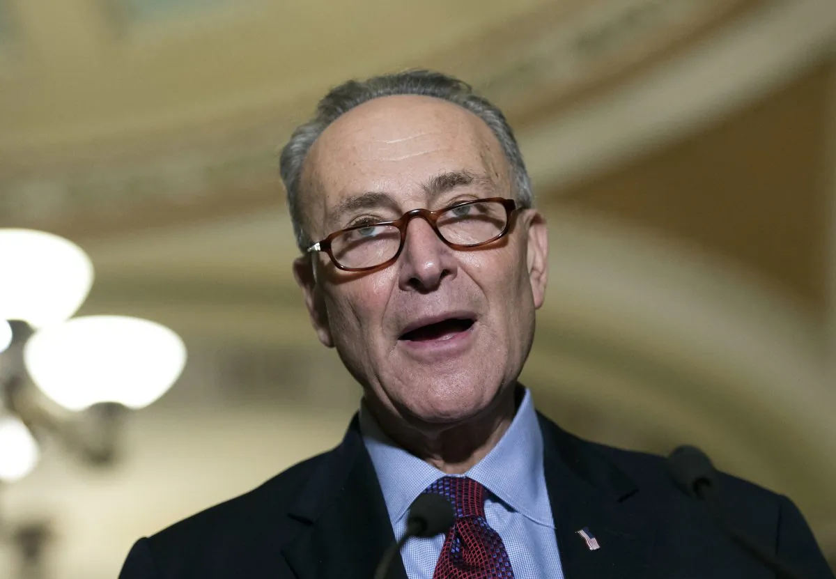 In this file photo,  Sen. Charles Schumer, D-N.Y., speaks to the media on Capitol Hill in Washington. (AP Photo/Molly Riley)