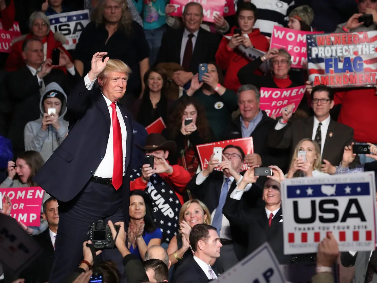 US President-elect Donald Trump is introduced to speak to supporters at the Giant Center in Hershey, Pennsylvania on Dec. 15, 2016. (Mark Wilson/Getty Images)