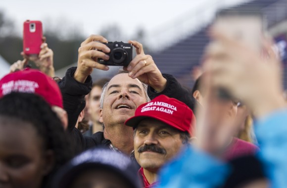 MOBILE, AL - DECEMBER 17: Supporters take photos as president-elect Donald Trump speaks during a thank you rally in Ladd-Peebles Stadium in Mobile, Alabama on Dec. 17, 2016. President-elect Trump has been visiting several states that he won, to thank people for their support during the U.S. election. (Mark Wallheiser/Getty Images)