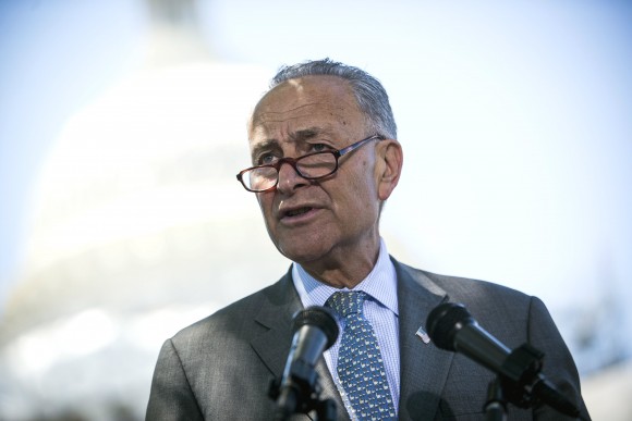 Incoming Senate Minority Leader Sen. Chuck Schumer stands outside the Capitol on June 9. Since the 2010 election, Democrats have suffered significant losses. (Gabriella Demczuk/Getty Images)