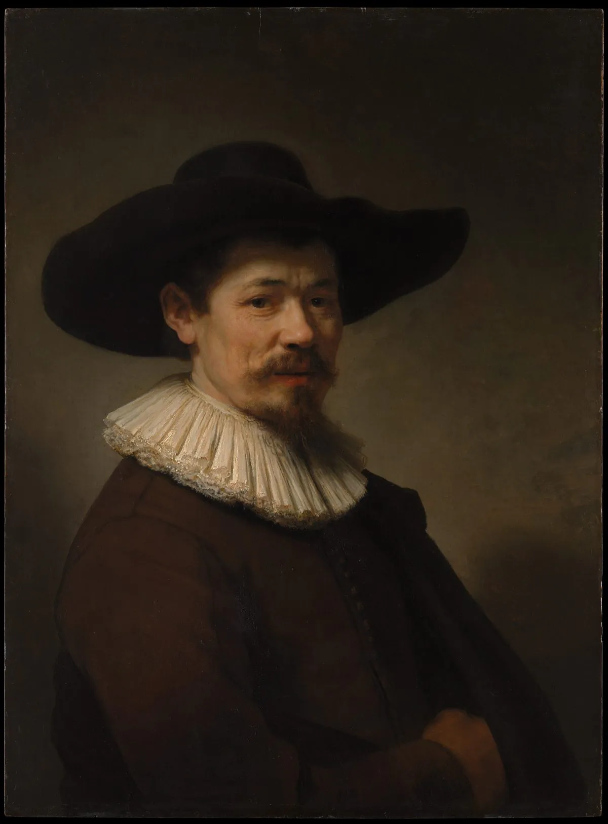 Portrait of Herman Doomer, 1640, by Rembrandt van Rijn (Dutch, Leiden 1606–1669 Amsterdam).  Oil on wood, 29 5/8 by 21 3/4 inches. H. O. Havemeyer Collection, Bequest of Mrs. H. O. Havemeyer, 1929. (The Metropolitan Museum of Art)