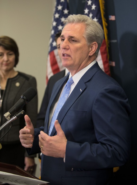 House Majority Leader Kevin McCarthy R-California speaks at a press conference on repealing Obama Care and its replacement at the US Capitol in Washington,DC on January 10, 2017. (TASOS KATOPODIS/AFP/Getty Images)