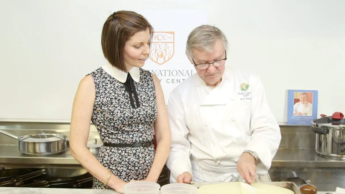 Sibylle Eschapasse and Maitre Cuisinier de France Guy Reuge at the International Culinary Center. (Melinda Martinez/Celebrity Taste Makers)