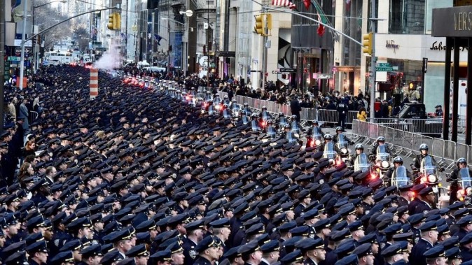 NYPD Detective Steven McDonald funeral procession, Fifth Avenue, NYC, Jan. 13, 2017. (Courtesy NYPD News)
