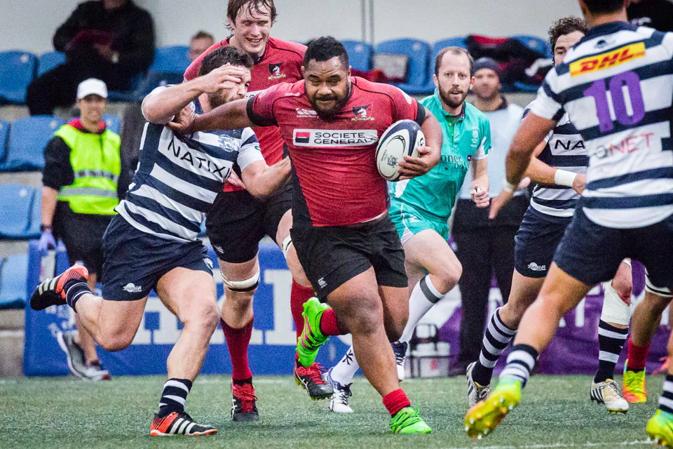 Valley prop Tuakiha’amea Koloamatangi surges forward against HKFC in the Premiership match at Sports Road on Saturday Jan 14, 2017. (Dan Marchant)