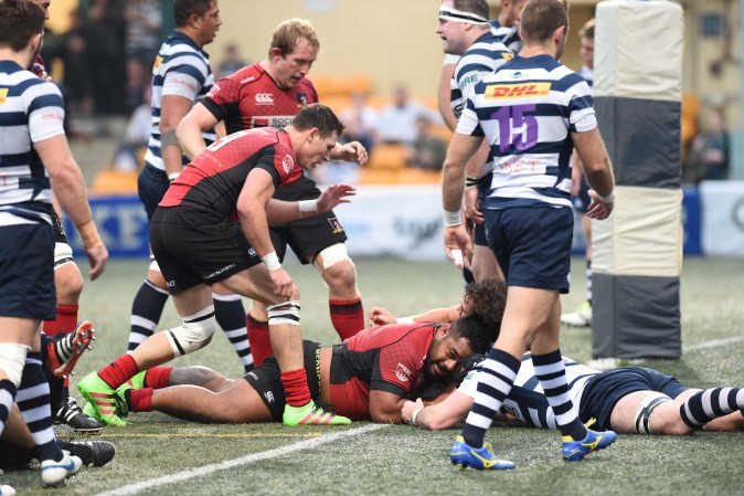 After some confident, bullocking runs at the line, Valley prop Tuakiha'amea Koloamatangi forced his way over for the second try. (Bill Cox/Epoch Times)