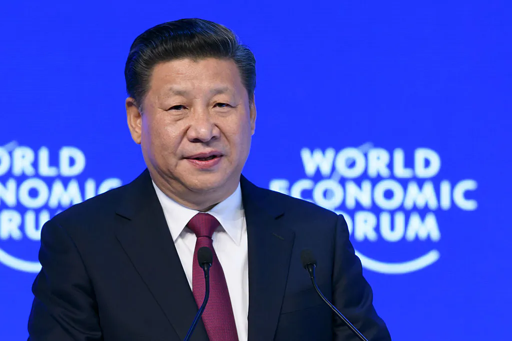 China's President Xi Jinping delivers a speech at the World Economic Forum in Davos, Switzerland, on Jan. 17, 2017. (FABRICE COFFRINI/AFP/Getty Images)