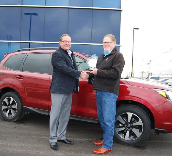 (Left: Ted Lalka, vice president, Product Management, Marketing & Customer Experience, Subaru Canada Inc., Right: David Taylor, CCOTY Committee) (David Taylor)