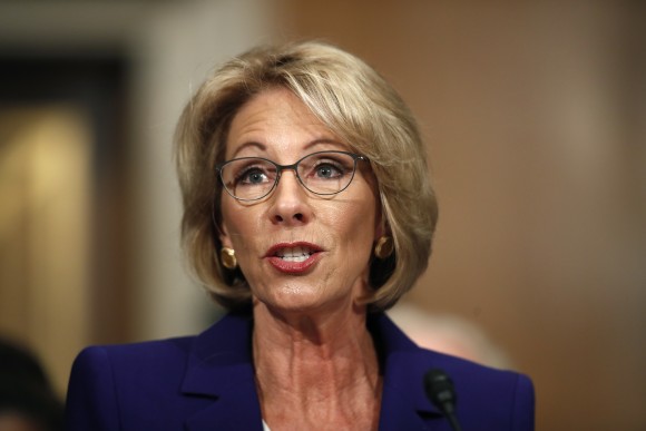 Education Secretary-designate Betsy DeVos testifies on Capitol Hill in Washington on Jan. 17, 2017. (AP Photo/Carolyn Kaster)