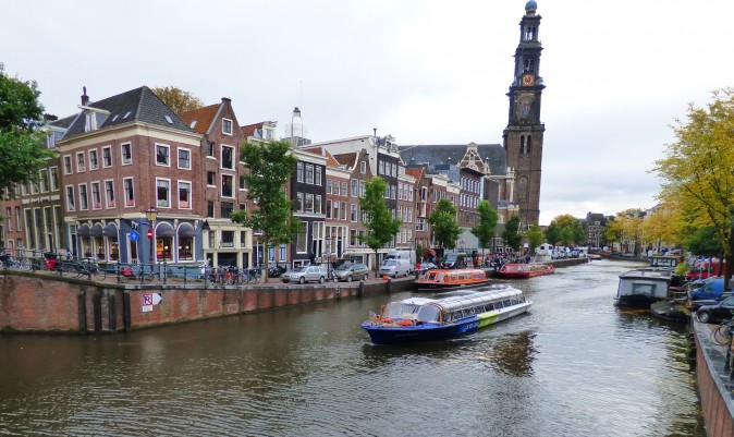 One of Amsterdam's many canals, with the West Church cathedral, built in 1631, on the right. (Manos Angelakis)
