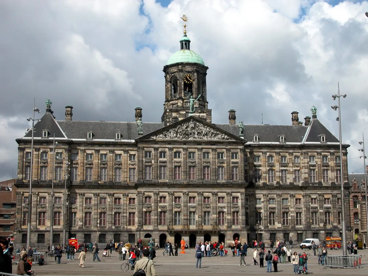 The Royal Palace Amsterdam is used by the Dutch Royal House for entertaining and official functions, but is open to visitors most of the year. The palace was built as a city hall during the Dutch Golden Age in the 17th century. (Robert Scarth/Wikimedia Commons)