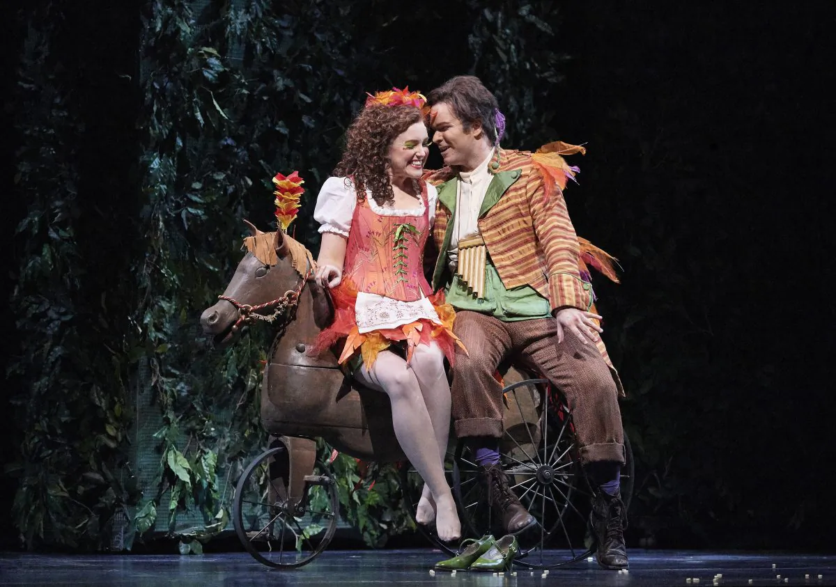 Jacqueline Woodley as Papagena and Joshua Hopkins as Papageno in the Canadian Opera Company’s production of "The Magic Flute," 2017. (Michael Cooper)