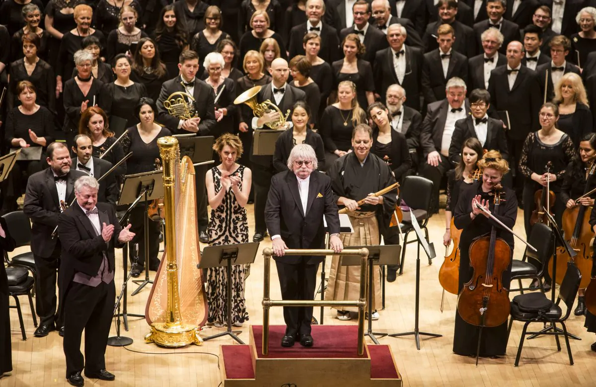 Composer Karl Jenkins (C) at the North American premiere of his "Cantata Memoria" presented by DCINY at Carnegie Hall in New York City on Jan. 15, 2017. (Samira Bouaou/Epoch Times)