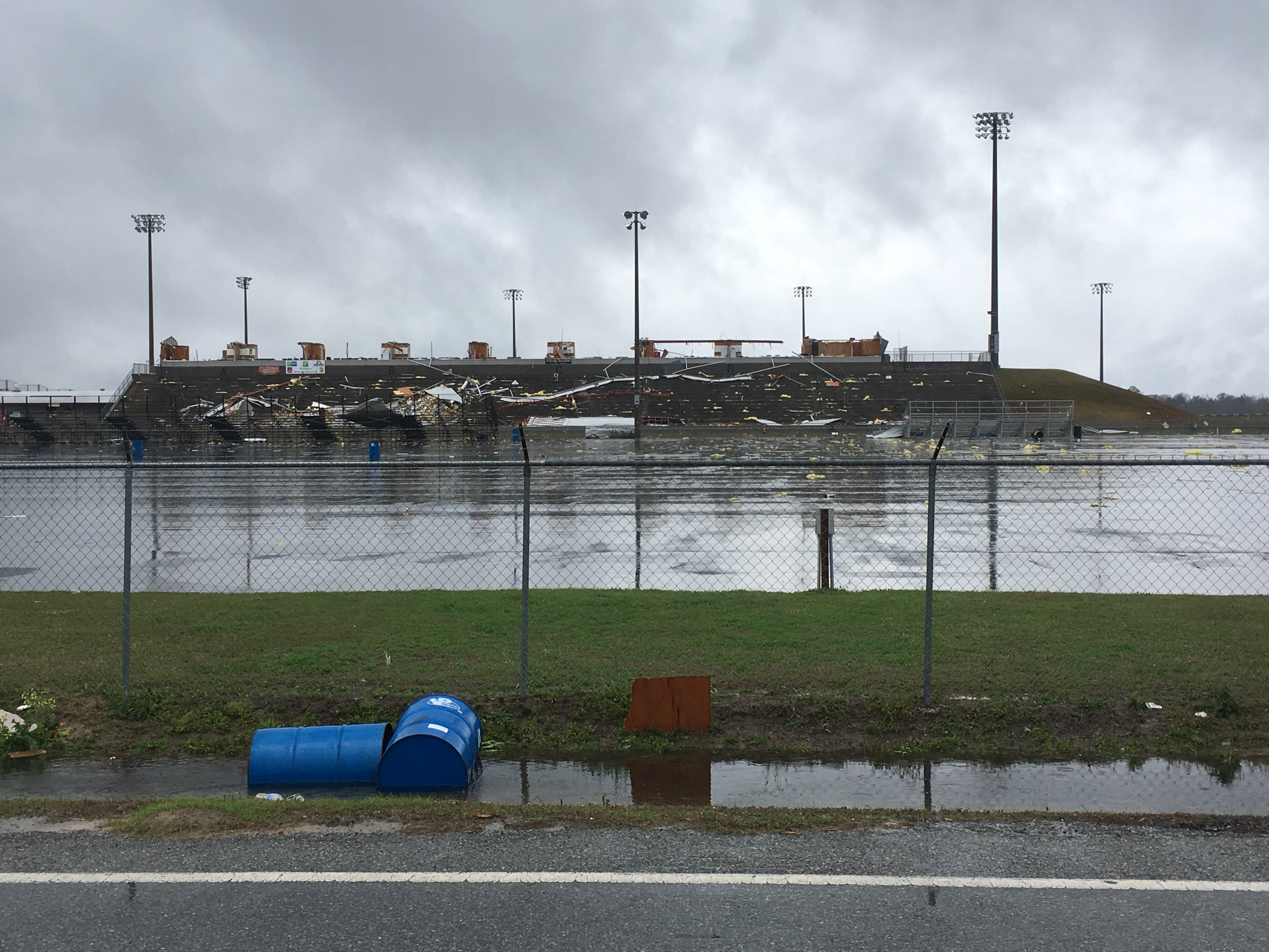 Storm damage is seen at South Georgia Motorsports Park in Cecil, Ga., on Jan. 22, 2017. (AP Photo/Brendan Farrington)