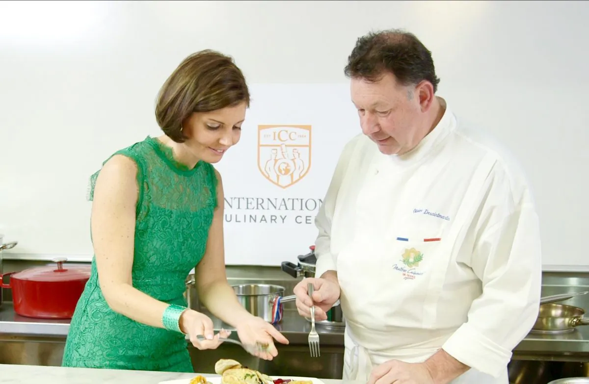 Sibylle Eschapasse and Olivier Desaintmartin at the International Culinary Center. (Melinda Martinez/Celebrity Taste Makers)