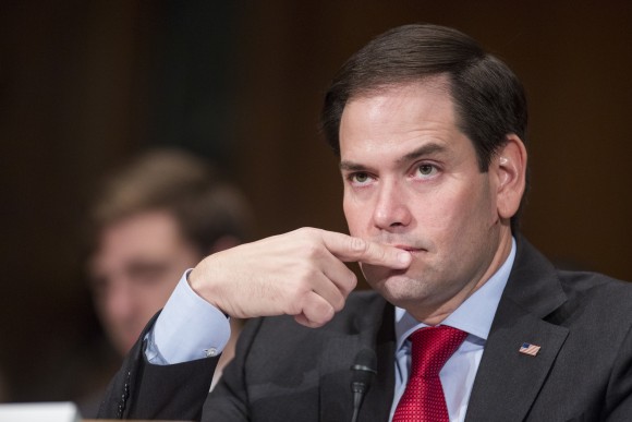 In this Jan. 12, 2017 file photo, Sen. Marco Rubio, R-Fla. is seen on Capitol Hill in Washington. Sen. Rubio said on Jan. 23, 2017, that he will support Rex Tillerson, President Donald Trump's nominee to be secretary of State despite reservations about the former Exxon Mobil CEO as the Republican lawmaker backed away from any challenge to the new president. (AP Photo/Zach Gibson, File)
