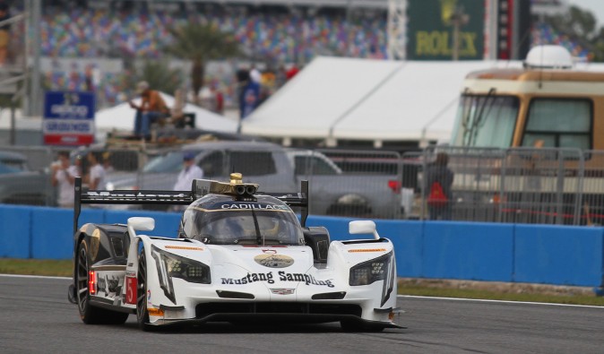 Joao Barbosa in the #5 Mustang Sampling Cadillac DPi V.R won the pole for the 2017 IMA WeatherTech Sportscar Championship Rolex 24 at Daytona. (Chris Jasurek/Epoch Times)