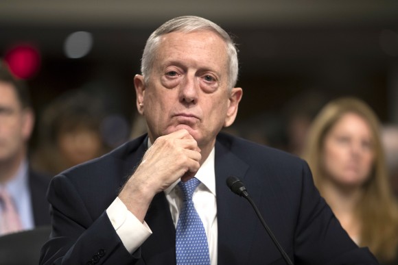 Defense Secretary-designate James Mattis at his confirmation hearing before the Senate Armed Services Committee on Capitol Hill in Washington on Jan. 12, 2017. (AP Photo/J. Scott Applewhite)