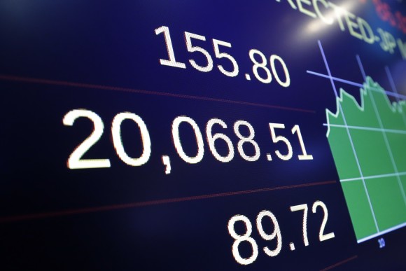 The closing number for the Dow Jones industrial average, on Jan. 25, 2017. (AP Photo/Richard Drew)