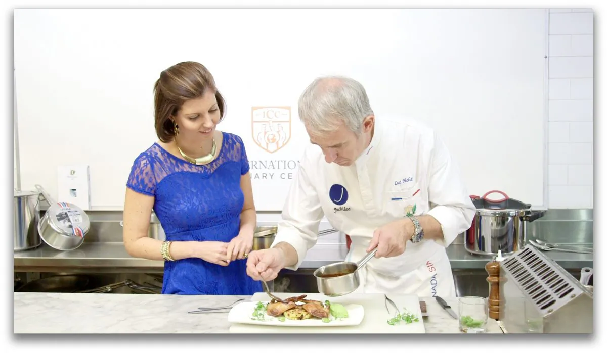 Sybille Eschapasse and chef Luc Holié at the International Culinary Center. (Melinda Martinez/Celebrity Taste Makers)