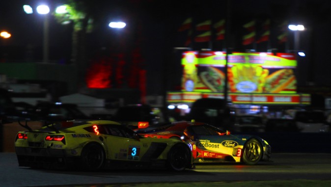 Jan Magnussen in the #3 Corvette chases Tony Kanaan in the #69 Ford GT. (Chris Jasurek/Epoch Times)