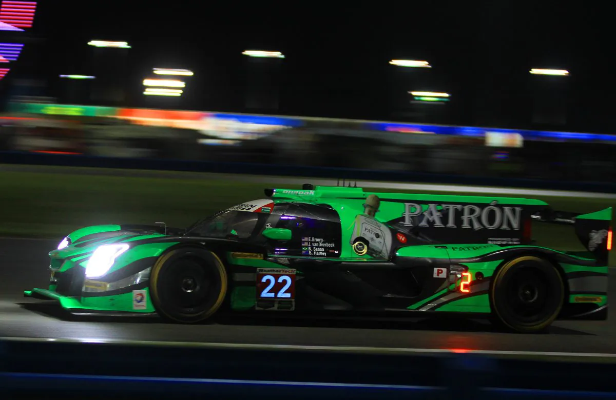 Brendan Hartley wrecked the #22 ESM Nissan DPi 14 hours into the Rolex 24. (Chris Jasurek/Epoch Times)