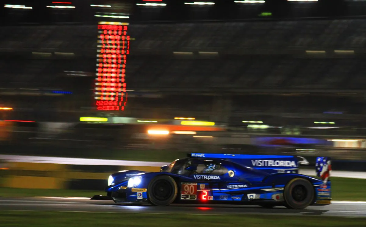Rene Rast in the #90 VisitFlorida Riley-Gibson took the race lead when Max Angelelli in the #10 got a drive-through penalty. (Chris Jasurek/Epoch Times)
