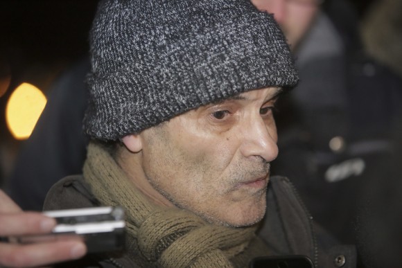 Mohamed Oudghiri speaks with the media near a Quebec City mosque after a deadly shooting on Jan. 29, 2017. (Francis Vachon/The Canadian Press via AP)