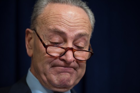 US Senator Charles Schumer, D-NY, speaks during a press conference to push for an overturn of President Trump's executive order temporarily banning immigration to the United States for refugees and some Muslim travelers, at a press conference January 29, 2017 in New York. / AFP / Bryan R. Smith (Photo credit should read BRYAN R. SMITH/AFP/Getty Images)