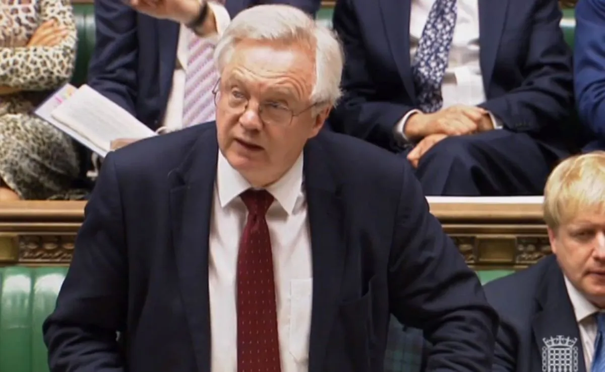 Britain's Brexit Secretary David Davis speaks in the House of Commons during the second reading debate on the EU (Notification on Withdrawal) Bill, in London, on Jan. 31, 2017. (PA via AP)