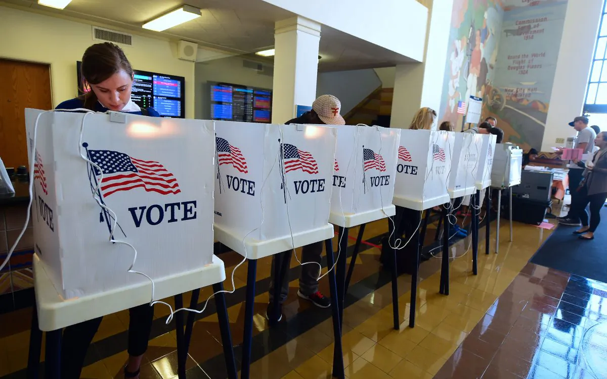 People vote in the U.S. presidential election in Santa Monica, Calif., on Nov. 8, 2016.
(Frederic J. Brown/AFP/Getty Images)