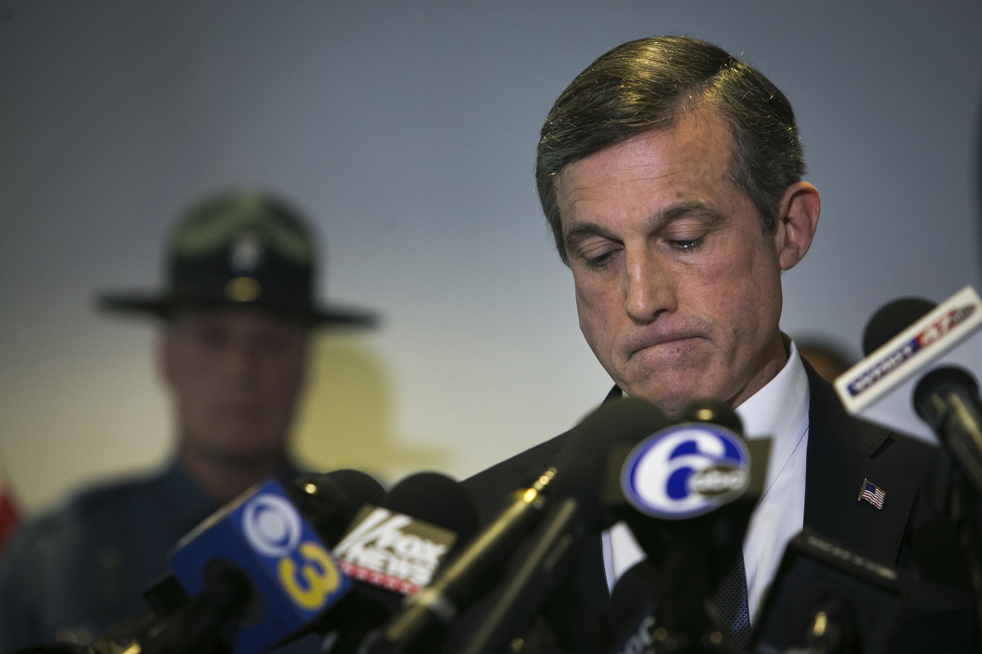 Gov. John Carney at a news conference, on the loss of one of the prison guard at Vaughn Correctional Center during the hostage situation in Smyrna, Del., on Feb. 2, 2017. (Suchat Pederson/The Wilmington News-Journal via AP)