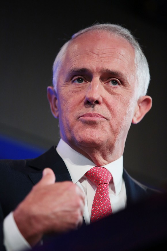 Malcolm Turnbull delivers his National Press Club address in Canberra, Australia on Feb. 1, 2017. (Stefan Postles/Getty Images)