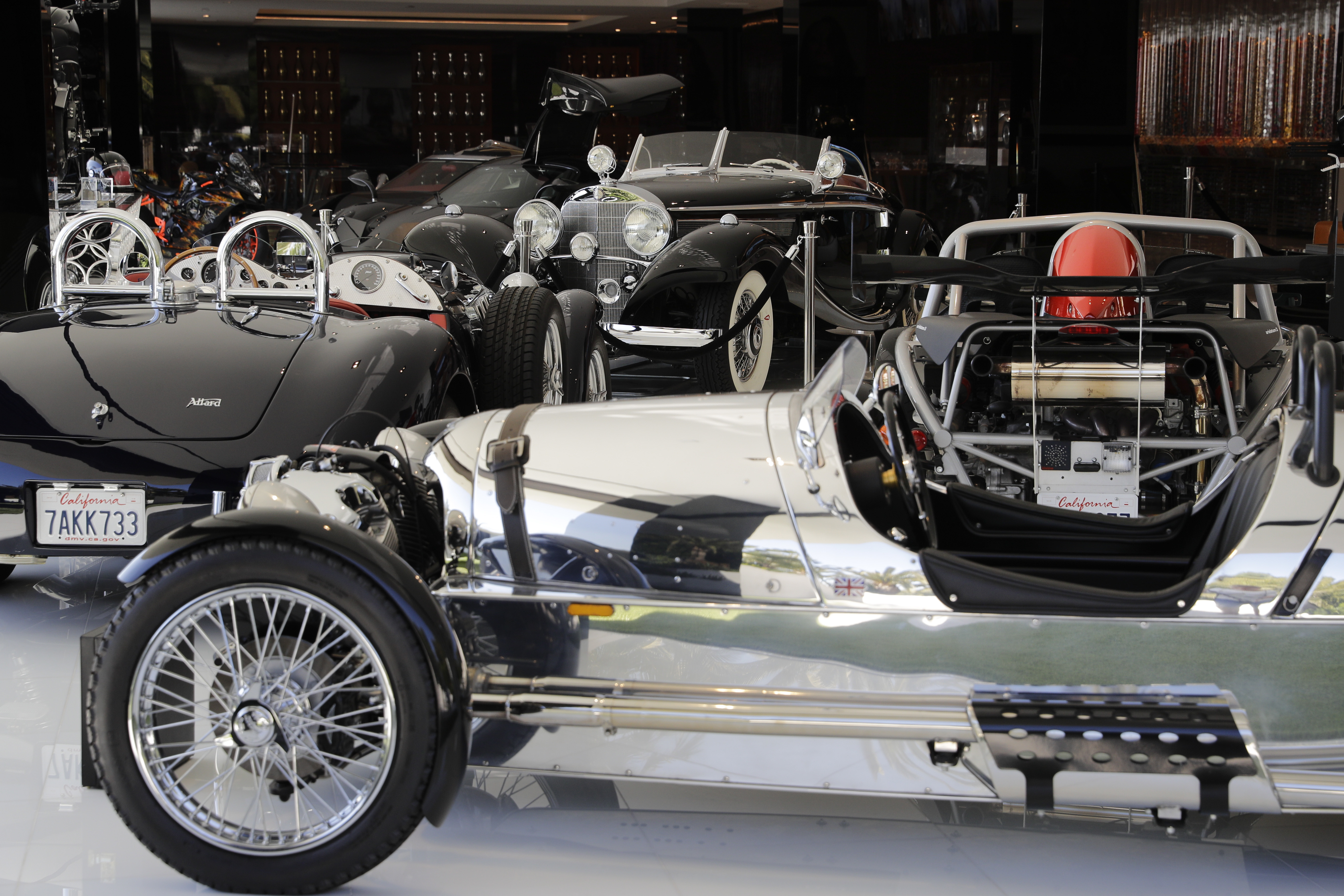 Classic cars valued over $30 million in the garage area of a $250 million mansion in the Bel-Air area of Los Angeles. (AP Photo/Jae C. Hong)