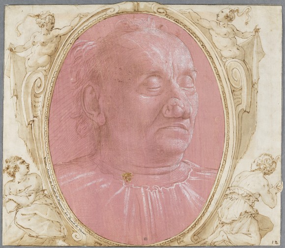 "Head of an Old Man," circa 1490, by Domenico Ghirlandaio (Italian, 1449-1494). Silverpoint and point of the brush, heightened with white on pink prepared paper. (Nationalmuseum of Sweden)