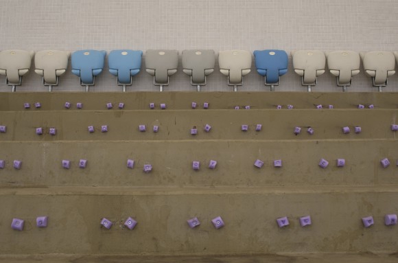 In this Feb. 2, 2017 photo, nobs are left where seats were ripped out at Maracana stadium in Rio de Janeiro, Brazil. "During the Olympics the city was really trying hard to keep things together," said Oliver Stuenkel, a Brazilian who teaches international relations at the Getulio Vargas Foundation, a Brazilian university. "But the minute the Olympics were over, the whole thing disintegrated." (AP Photo/Silvia Izquierdo)