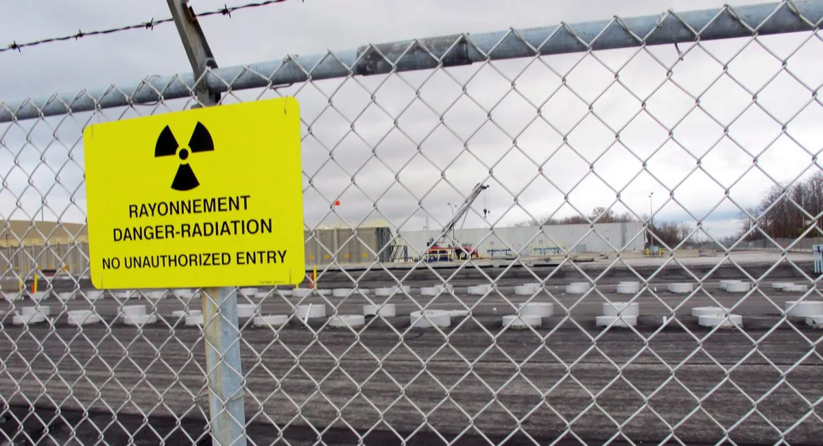 Rows of chambers holding intermediate-level radioactive waste in shallow pits at the Bruce Power nuclear complex near Kincardine, Ontario. (AP Photo/John Flesher)
