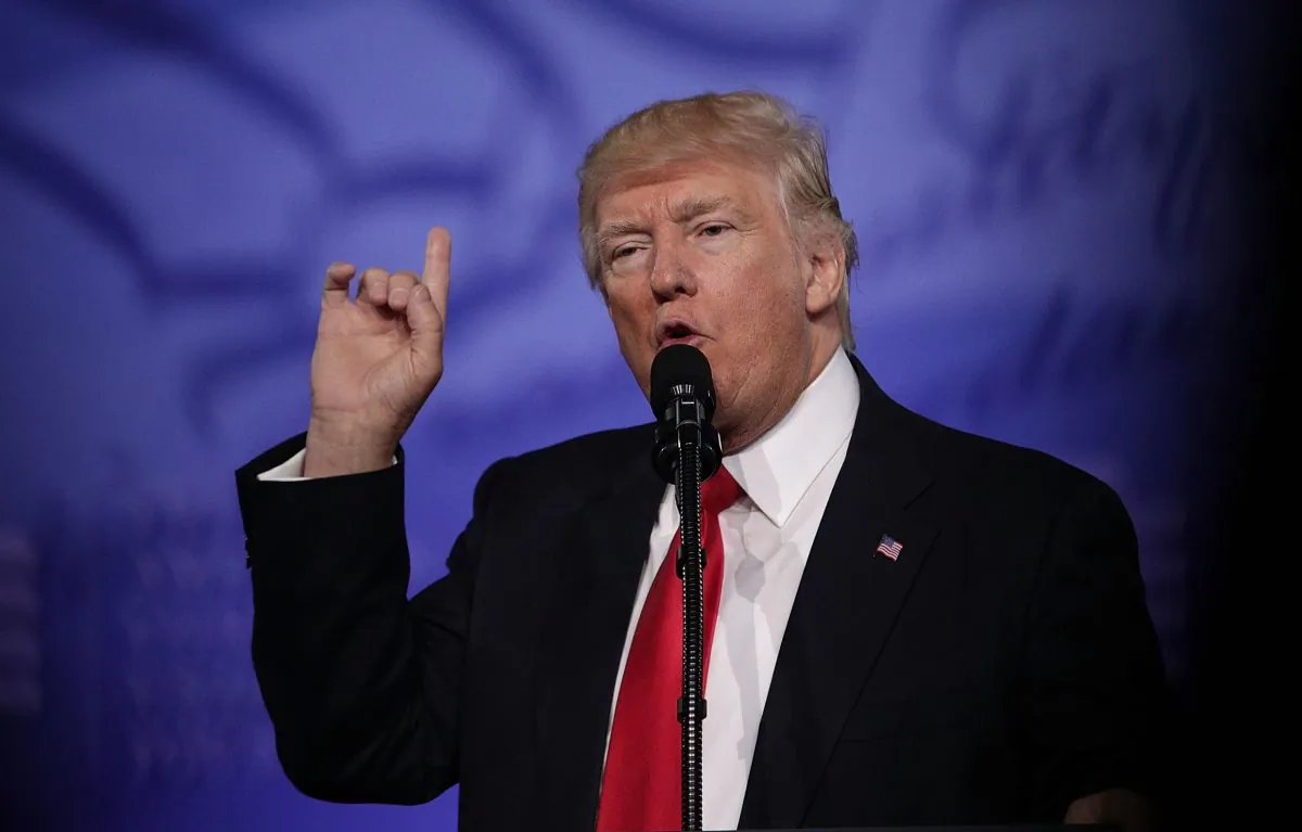 President Donald Trump walks on stage prior to his address to the Conservative Political Action Conference at the Gaylord National Resort and Convention Center in National Harbor, Maryland on Feb. 24, 2017. Hosted by the American Conservative Union, CPAC is an annual gathering of right wing politicians, commentators and their supporters. (Alex Wong/Getty Images)