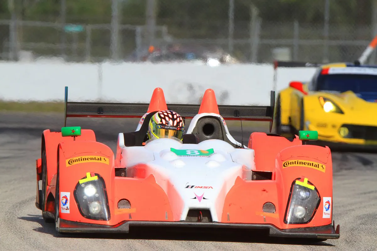 Scott Mayer in the #8 Starworks Oreca as quickest in the PC class at the IMSA WeatherTech Sportscar Championship Winter Test at Sebring Raceway, Feb, 24, 2017. (Chris Jasurek/Epoch Times)