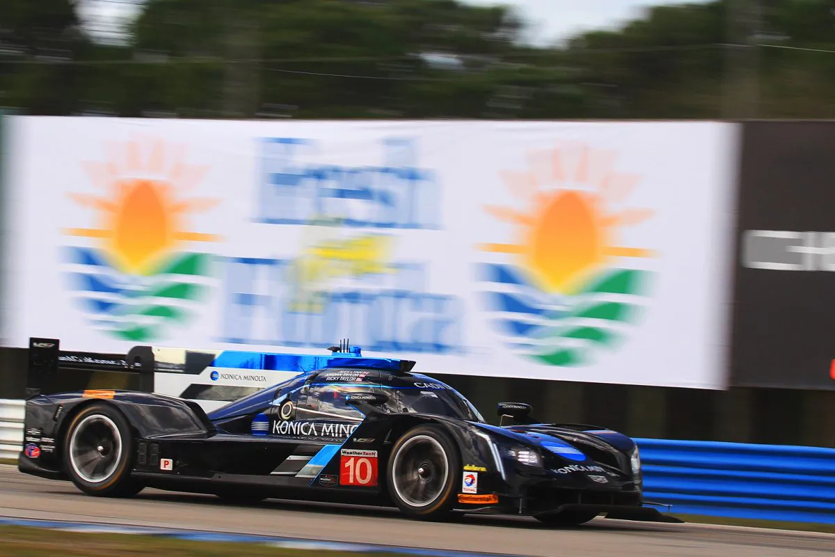 The #10 Konica/WTR Cadillac DPi set the best time at the IMSA WeatherTech Sebring Winter Test, Feb. 23–24, from Sebring International Raceway. (Chris Jasurek/Epoch Times)